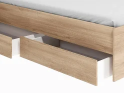 Lit 140 x 190/200 cm avec rangements - Coloris : Naturel + Sommier - TENALIA II