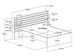 Lit 140 x 190/200 cm avec rangements - Coloris : Naturel + Sommier - TENALIA II