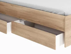 Lit 140 x 190/200 cm avec rangements - Coloris : Naturel + Sommier + Matelas - TENALIA II