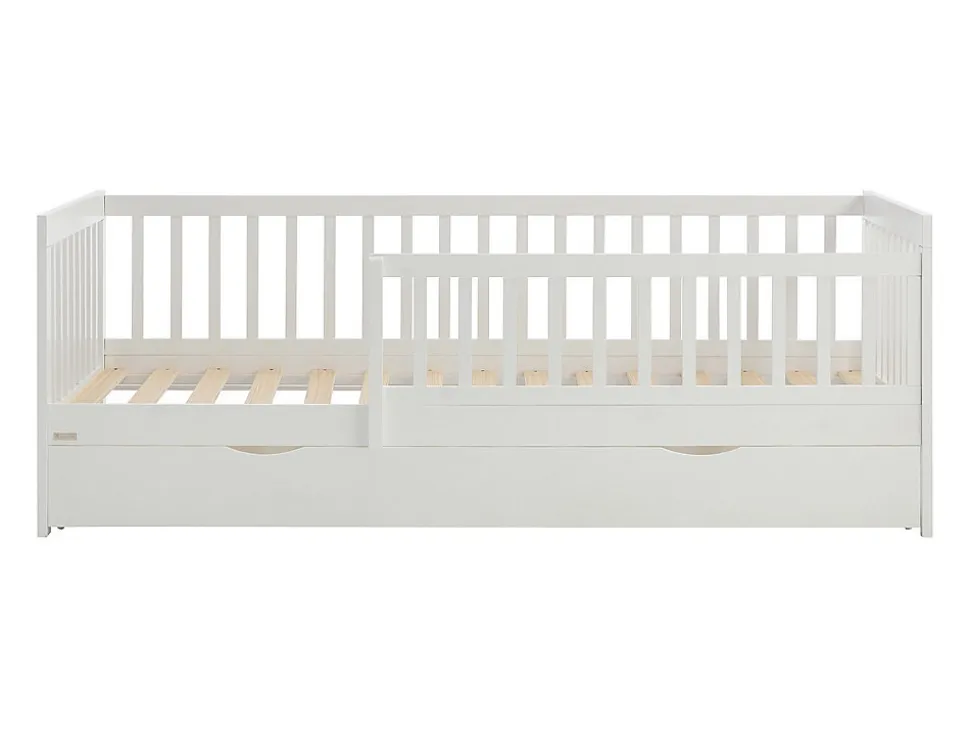 Lit 90 x 190 cm avec tiroir - Pin et MDF - Blanc + Matelas - PROVIATI
