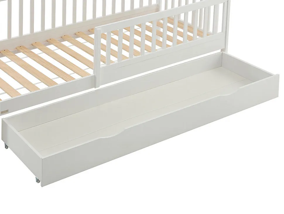 Lit 90 x 190 cm avec tiroir - Pin et MDF - Blanc + Matelas - PROVIATI