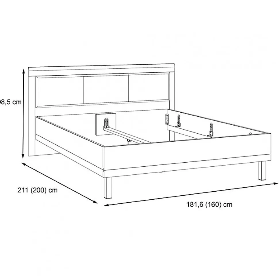 Lit 160 x 200 cm avec tête de lit décor bois chêne et noir - KAMILA