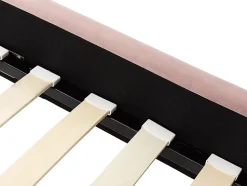 Lit 140 x 190 cm avec tête de lit ondulée - Velours - Vieux rose + Matelas - SAGALI