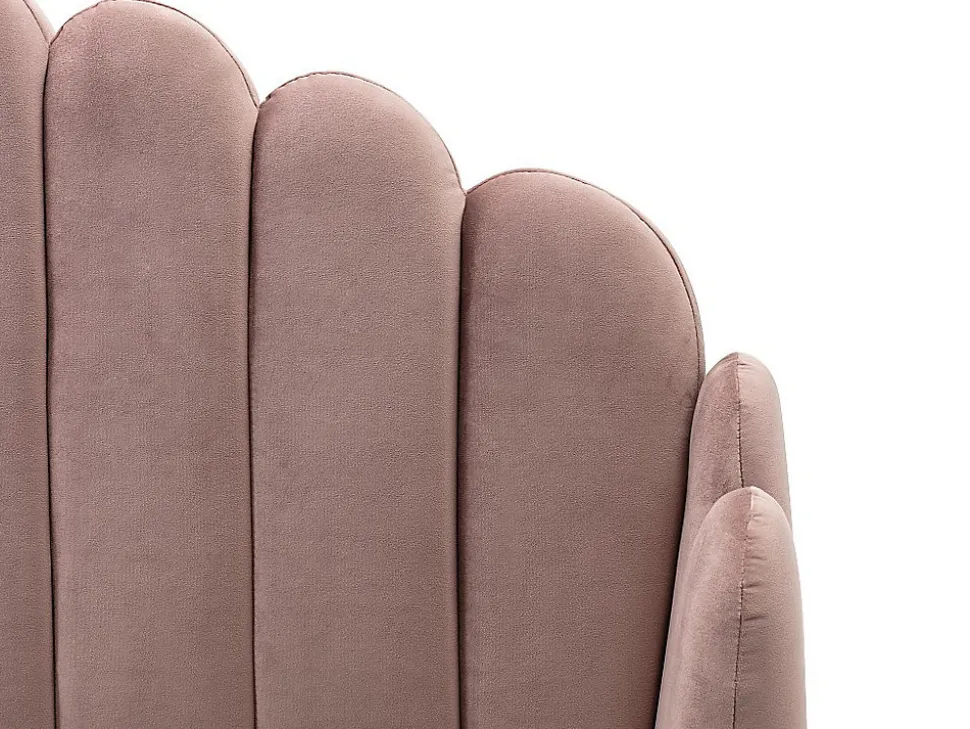 Lit 140 x 190 cm avec tête de lit ondulée - Velours - Vieux rose + Matelas - SAGALI