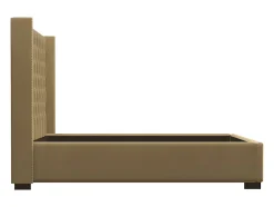 Lit 180 x 200 cm avec tête de lit capitonnée - Tissu - Beige + Matelas - MASSIMO II