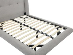 Lit 140 x 190 cm avec tête de lit capitonnée - Tissu - Gris clair - PENAVI