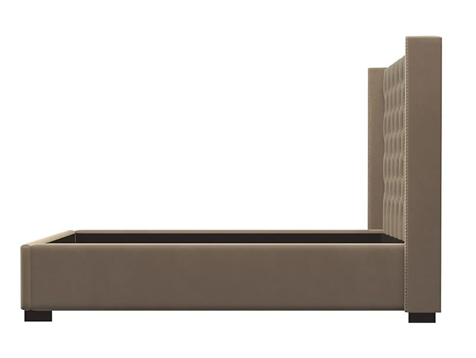 Lit 180 x 200 cm avec tête de lit capitonnée - Tissu - Beige - MASSIMO II