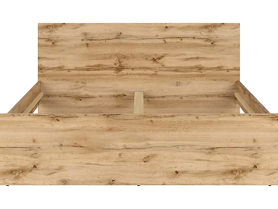 Lit adule 2 places 160x200 cm ,coloris Chêne wotan - Longueur 204,5 x Profondeur 165 x Hauteur 85,5cm