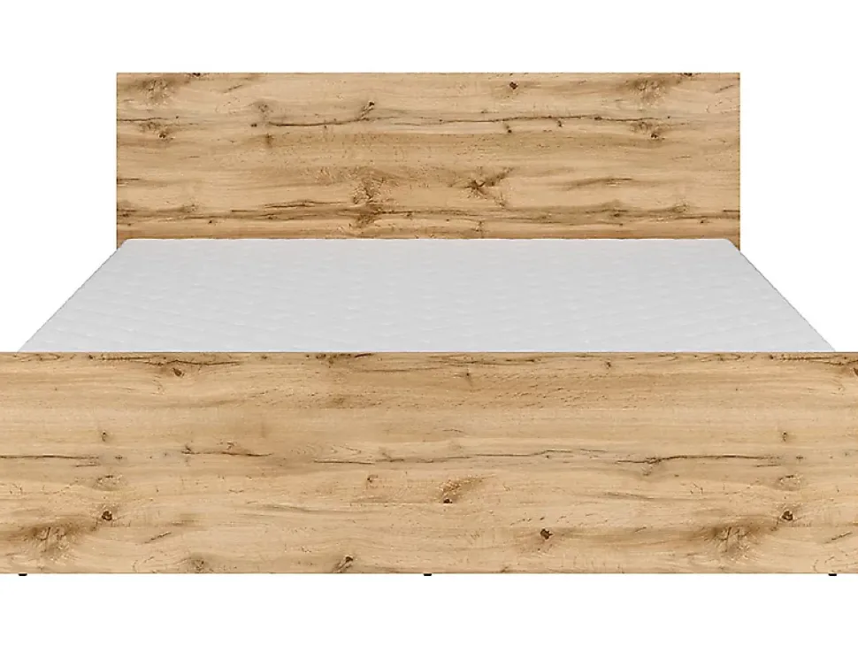 Lit adule 2 places 160x200 cm ,coloris Chêne wotan - Longueur 204,5 x Profondeur 165 x Hauteur 85,5cm