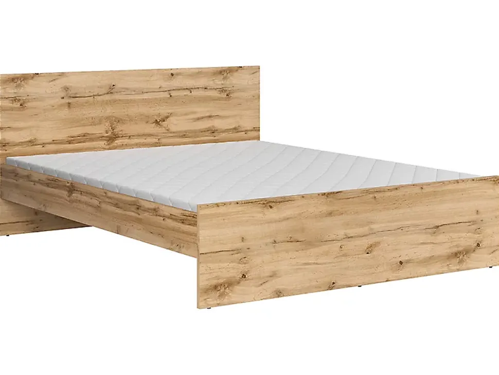 Lit adule 2 places 160x200 cm ,coloris Chêne wotan - Longueur 204,5 x Profondeur 165 x Hauteur 85,5cm