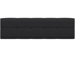 Lit adule 140x200 avec tête de lit capitonnée noir,sommier et rangement, coloris chêne Sonoma - L. 204,5 x P. 149 x H. 95/40,5 cm