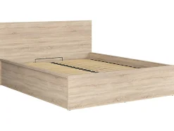 Lit adule 160x200 Lit coffre 2 place avec sommier et rangement, coloris chêne Sonoma - L. 204,5 x P. 169 x H. 95/40,5 cm