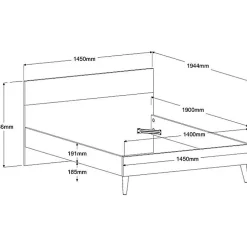 Lit adulte - AALBORG - 140 x 190 cm - Blanc / Chene - PARISOT