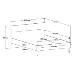 Lit adulte - AALBORG - 140 x 190 cm - Blanc / Chene - PARISOT
