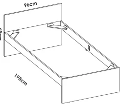 Lit adulte couchage 90X190 coloris naturel - Longueur 194 x Profondeur 95 x Hauteur 67 cm