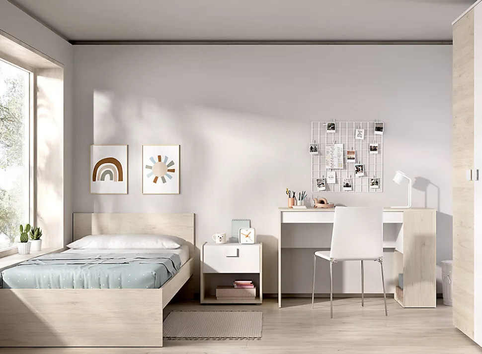 Lit adulte couchage 90X190 coloris naturel - Longueur 194 x Profondeur 95 x Hauteur 67 cm