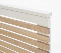 Lit adulte en pin et MDF coloris blanc, naturel - Longueur 197,7 x Profondeur 153,2 x Hauteur 100 cm