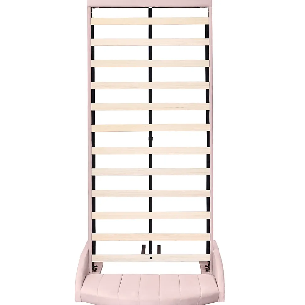 Lit adulte lit cadre à lattes en bois lit 90x200 cm lit rembourré Single velours rose