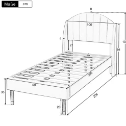Lit adulte lit cadre à lattes en bois lit 90x200 cm lit rembourré Single velours rose