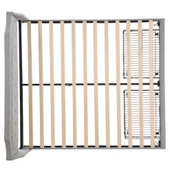 Lit adulte lit cadre à lattes en bois lit 180x200 cm lit led rembourré lit 2 tiroirs lit double lin gris