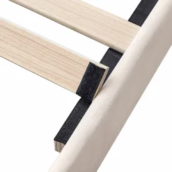 Lit adulte lit cadre à lattes en bois lit 140x200 cm lit rembourré Single velours beige