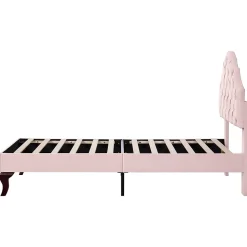 Lit adulte lit cadre à lattes en bois lit 90x200 cm lit rembourré Single velours rose