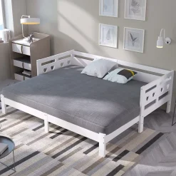 Lit adulte lit 90x200 cm lit de jour lit évolutif Single pin massif blanc