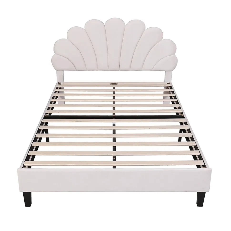 Lit adulte lit 140x200 cm lit rembourré lit cadre à lamelles lit double velours beige