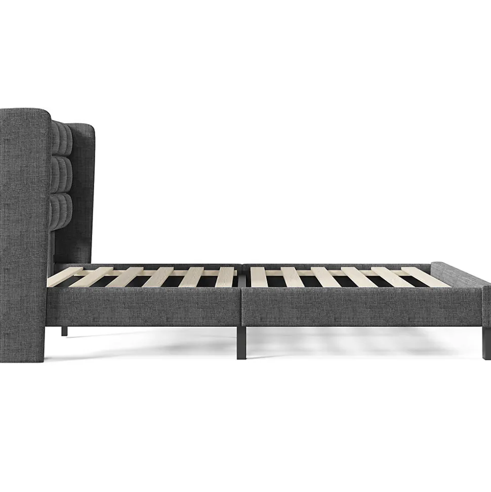 Lit adulte lit 140x200 cm lit rembourré lit sommier à lattes lit double lin gris