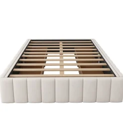Lit adulte lit 140x200 cm lit rembourré avec 4 tiroirs Single velours beige