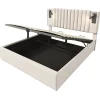 Lit adulte lit 180x200 cm lit rembourré lit de rangement avec sommier à lattes lit double coton beige