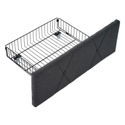 Lit adulte lit 160x200 cm lit rembourré lit de rangement avec 4 tiroirs lit double lin gris