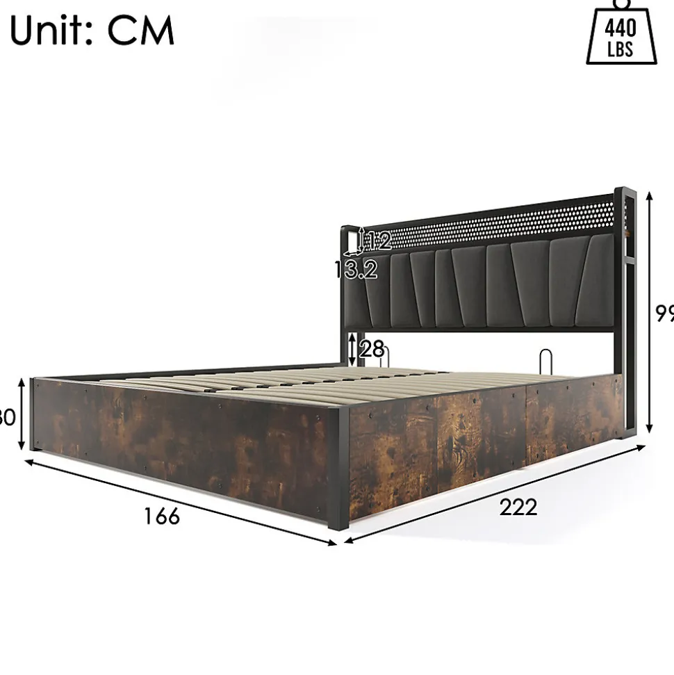 Lit adulte lit 160x200 cm lit sommier à lattes en bois lit éclairage led lit en métal lit double lin gris