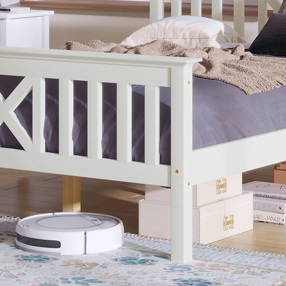 Lit Adulte Simple 90x200cm Bois Blanc Blackcolors