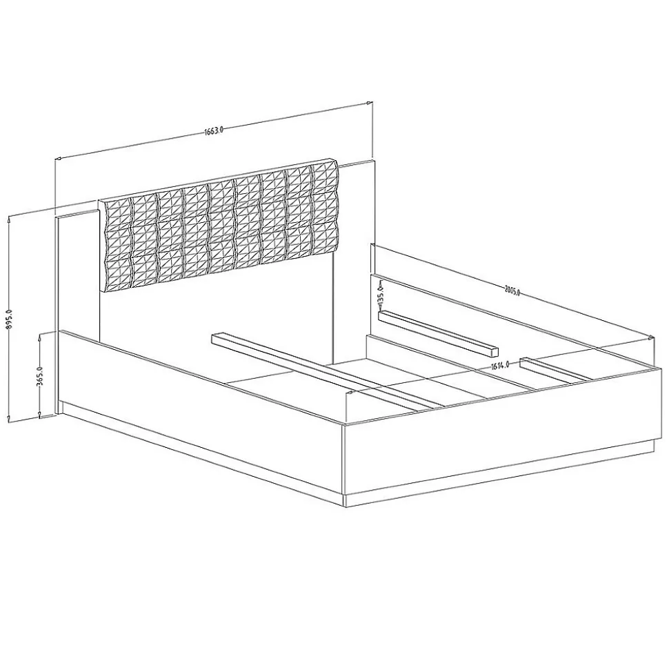 Lit adulte 160x200 Chene foncé et noir Collection FOX Sommier inclus