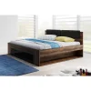 Lit adulte 180x200 avec tiroirs intégrés - Collection FLOYD. Coloris chene foncé et noir