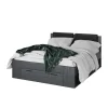 Lit adulte 160x200 avec tiroirs intégrés - Collection FLOYD. Coloris gris effet bois