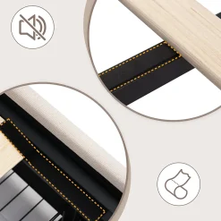 Lit Adulte 90x200 cm avec LED et Tiroirs - Lit Capitonné avec Tête Réglable et Rangement - en Lin Beige, Sans Matelas