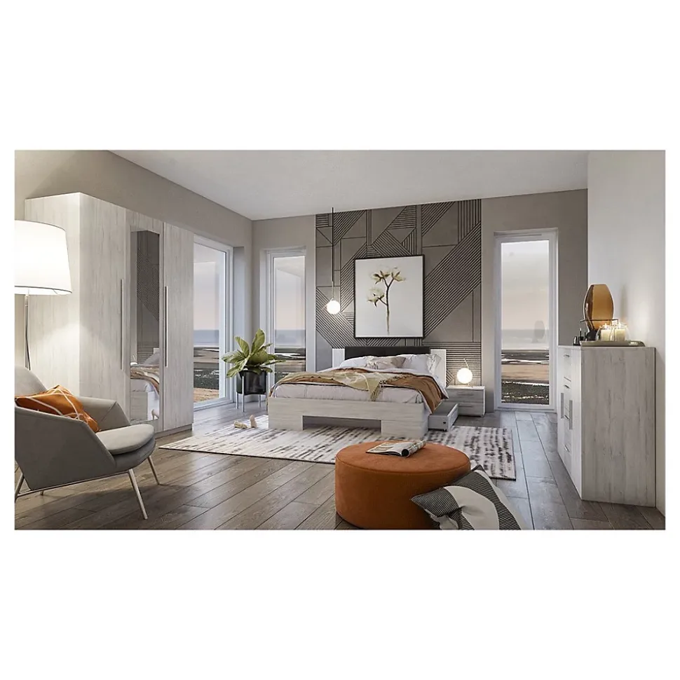 Lit adulte 180x200 collection IRINA. Coloris gris clair et gris foncé