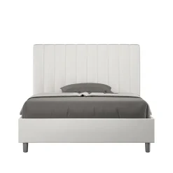 Lit Agueda en simili cuir blanc avec sommier tapissé 120x210