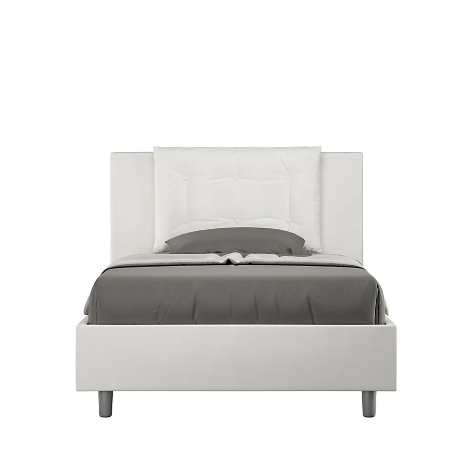 Lit Annalisa en simili cuir blanc avec sommier tapissé 120x210
