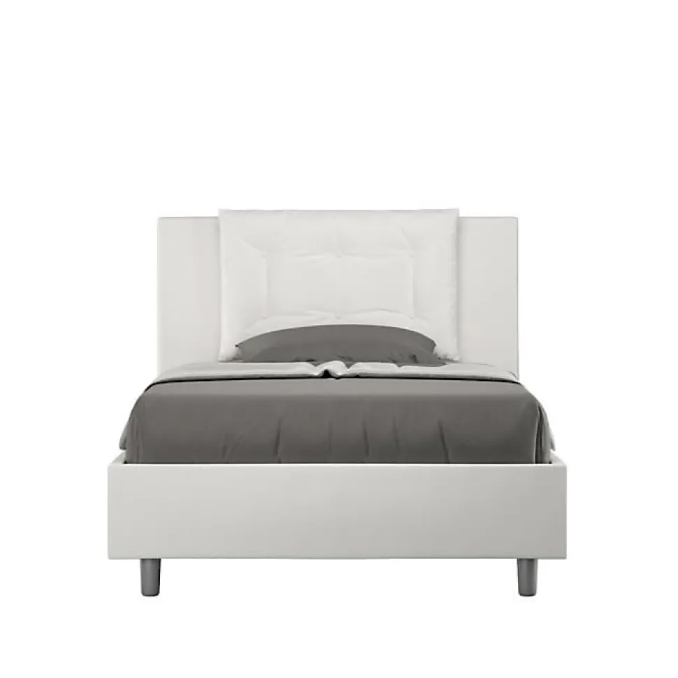 Lit Annalisa en simili cuir blanc avec sommier tapissé 120x210