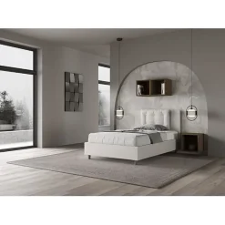 Lit Annalisa en simili cuir blanc avec sommier tapissé 120x210