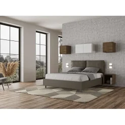 Lit Antea avec sommier rembourré 160x210 simili cuir cappuccino