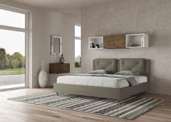 Lit Appia avec sommier rembourré 180x190 en simili cuir cappuccino