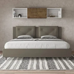 Lit Appia avec sommier rembourré 180x190 en simili cuir cappuccino