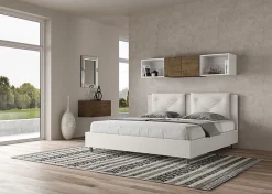 Lit Appia en simili cuir blanc avec sommier tapissé 180x190