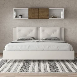 Lit Appia en simili cuir blanc avec sommier tapissé 180x190