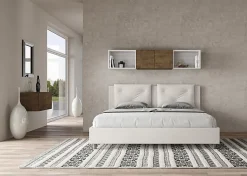 Lit Appia en simili cuir blanc avec sommier tapissé 180x190