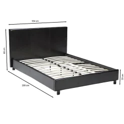 Lit ATLANTA 140x190 + 1 sommier / Noir